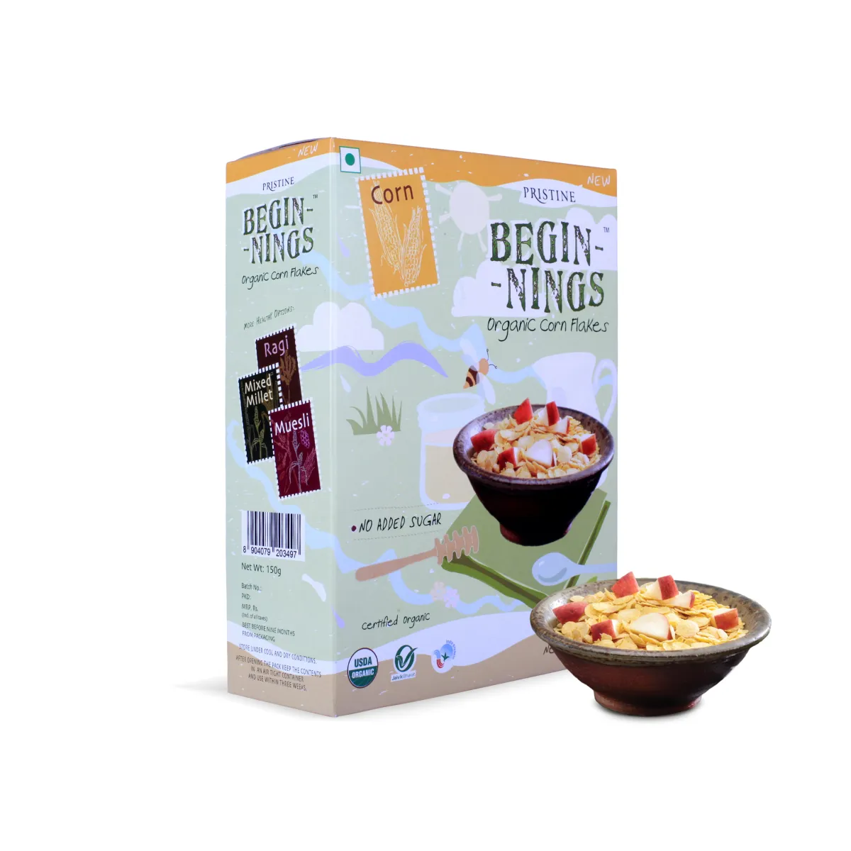 Pristine Organics Beginnings Corn Flakes, 150g