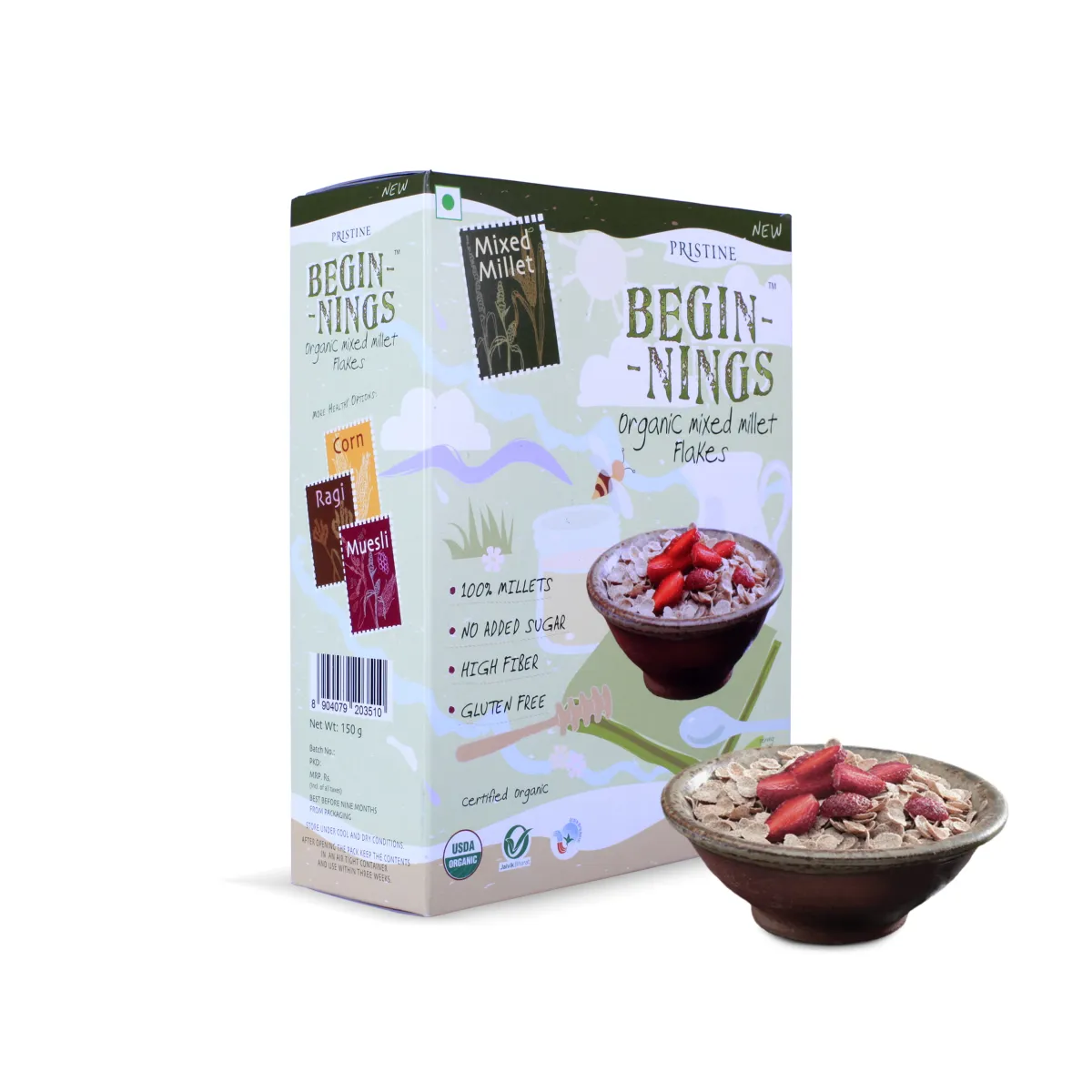 Pristine Organics Beginnings Organic Mixed Millet Flakes,150g