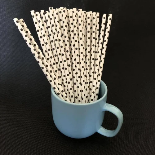 Black Small Dot Paper Straw