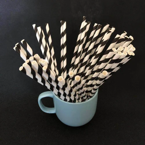 8 Mm Black & White Paper Straw