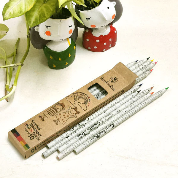 Recycled News Paper Colour Pencils | Pack Of 10x3