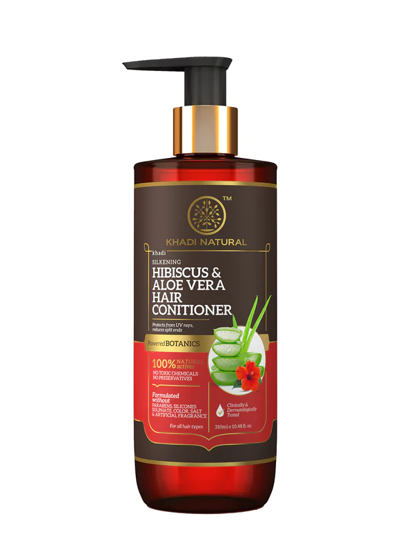 Khadi Natural Hibiscus & Aloe Vera Hair Conditioner - Parabens, Silicones, Sulphate, Color, Salt & Artificial Fragrance Free-310 ml