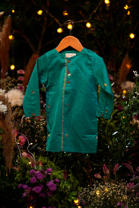 Jugnu handwoven unisex kurta in teal