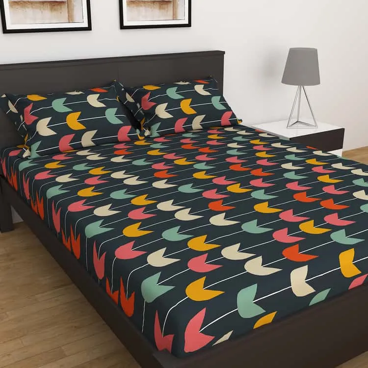 Corsica Elegant Microfibre 3Pcs Printed Queen Bedsheet Set star