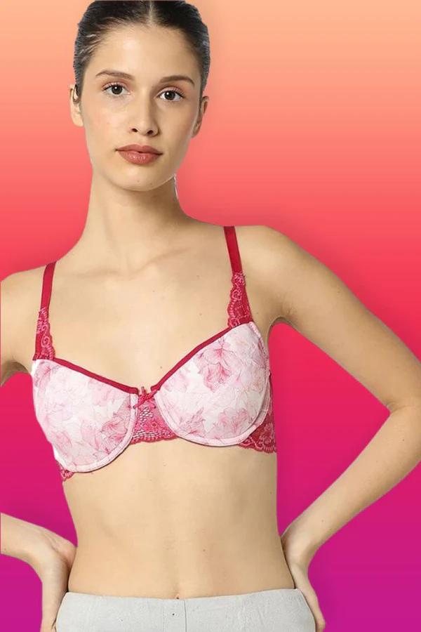 Organic Cotton Antimicrobial Underwired Lightly Padded Lace Bra-ISB018B