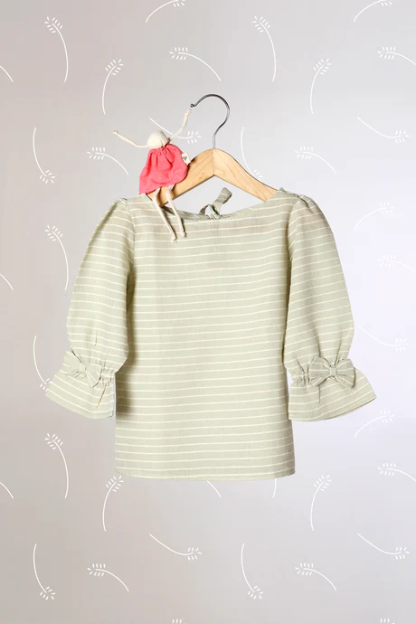 'Charms of Country Life' - Sage Green Striped Top