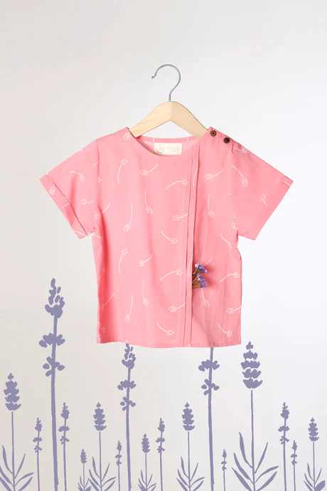 'Lavender for Luck' - Unisex Hidden Pocket Organic Cotton T-Shirt in Pink Floral