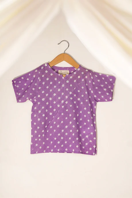 'Chuck a Wobbly' unisex bandhani parsi jhabla t-shirt in purple