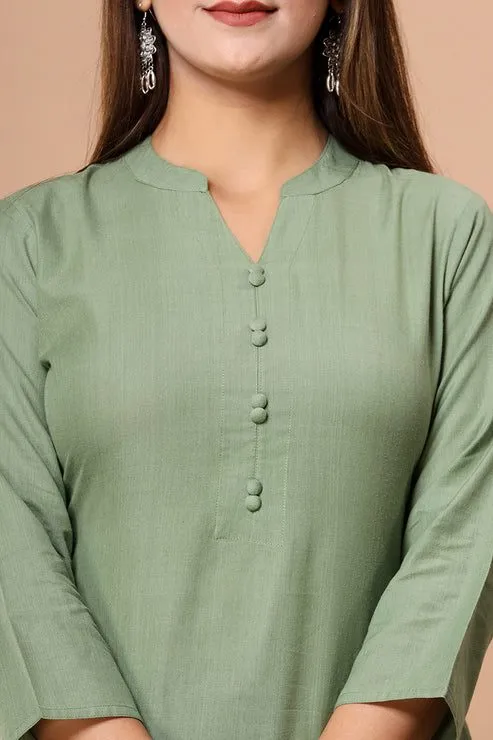 Sage Green Handloom Cotton Straight Kurta with Pockets
