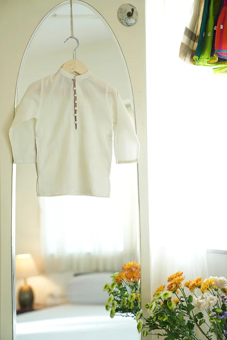 Gulbahar boys ethnic wear kurta in kora handwoven cotton