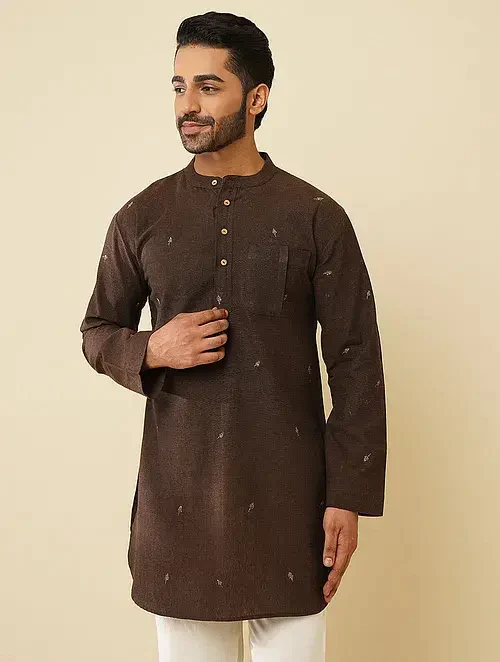 Dark Brown Khadi Cotton Kurta