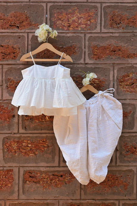 ‘Friendship’ | Co-ord set with sleeveless flared top and cowl/dhoti pants in handwoven cotton