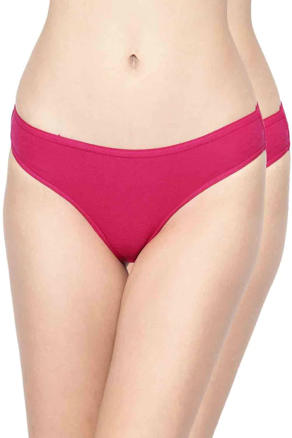 Organic Cotton Antimicrobial Bikini (Pack Of 2)-IMP004-Fuchsia_Fuchsia