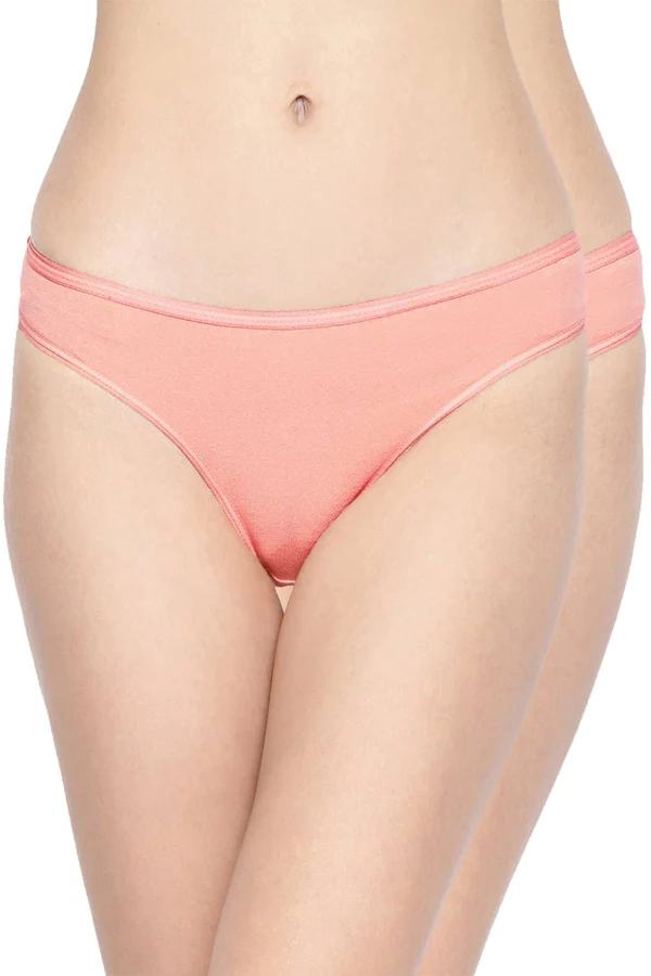 Organic Cotton Antimicrobial Bikini (Pack Of 2)-IMP004-Peach_Peach