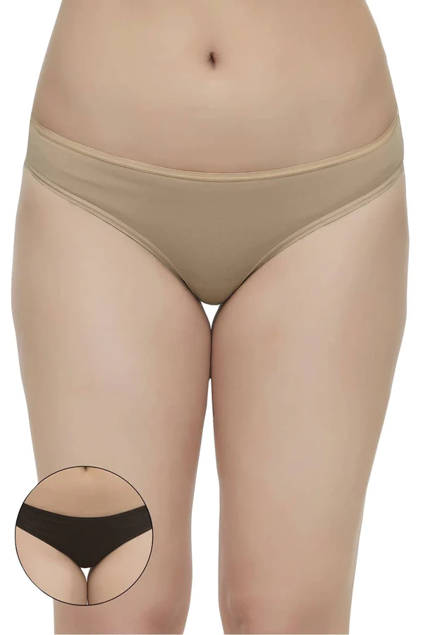 Organic Cotton Antimicrobial Thong ( Pack of 2 )-ISPC054-Skin_Black