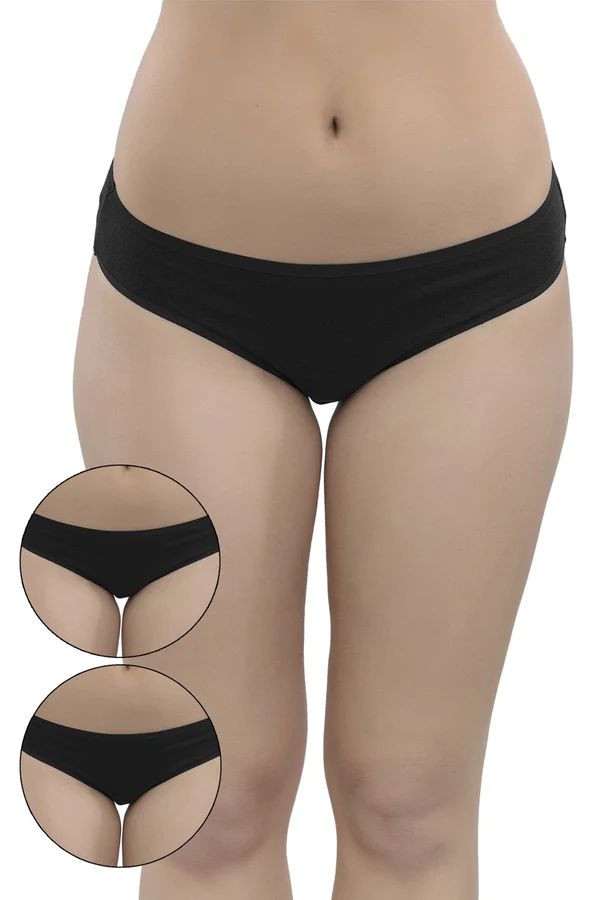 Organic Cotton Antimicrobial Bikini (Pack of 3)-IMPC004-Black