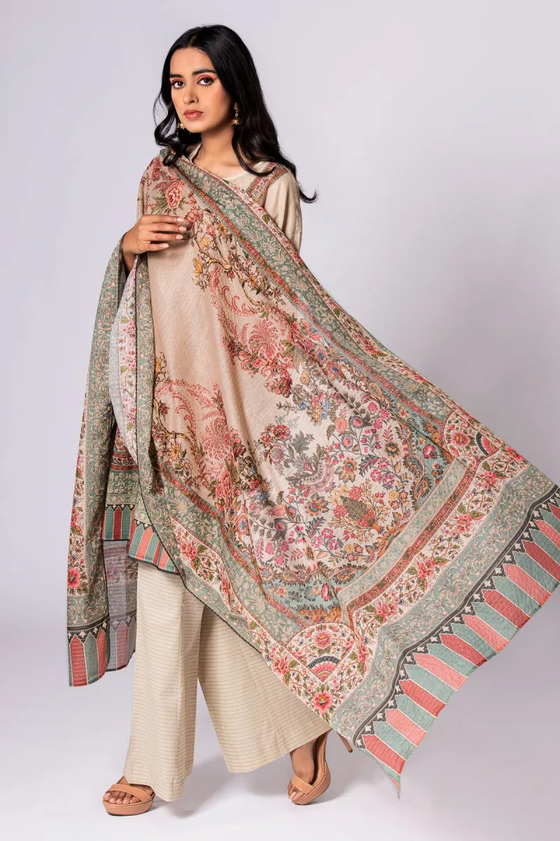 Khaadi Eid Festive Lawn 2023 | ama23109_beige