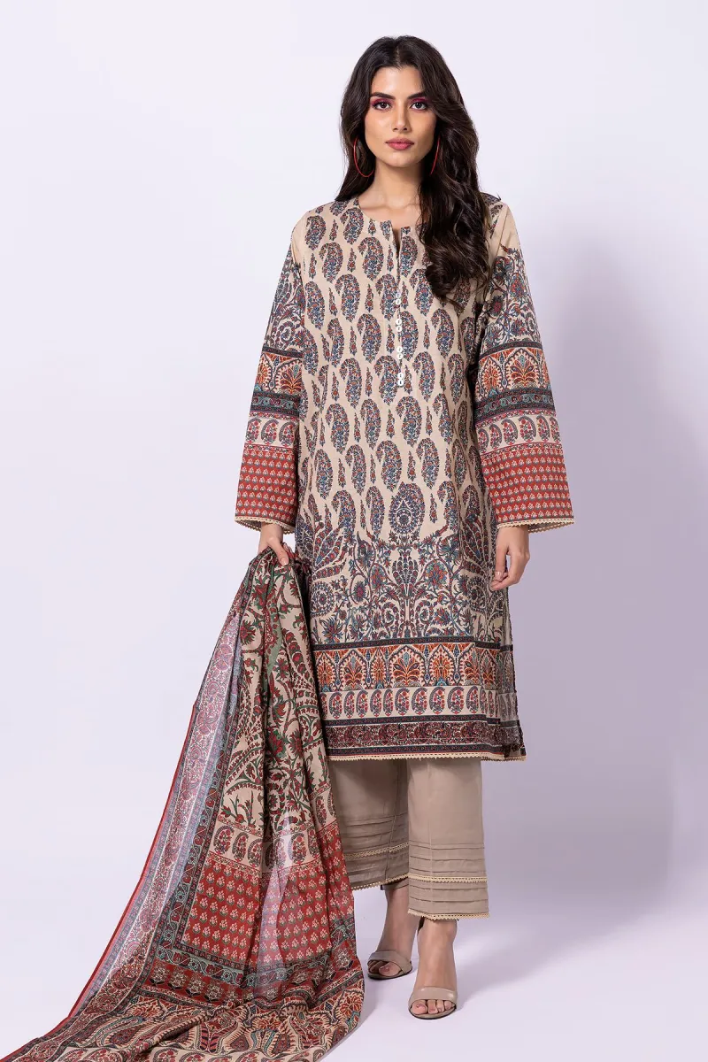 Khaadi Eid Festive Lawn 2023 | api23105_beige