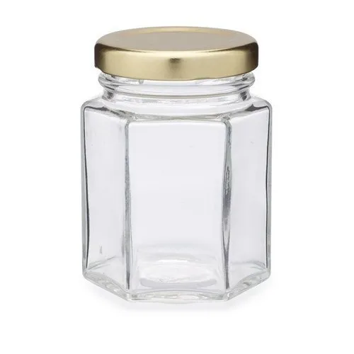Tin 100ml Hexagonal Glass Jar