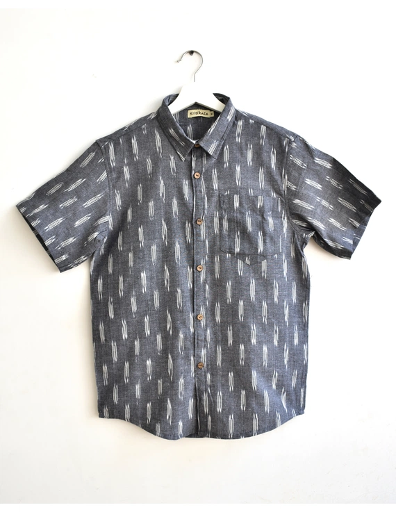 Grey Ikat Cotton Casual Shirt For Men