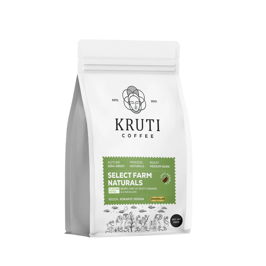 Kruti Coffee - Select Farm Naturals ( 100% Arabica Coffee Beans, Medium Roast, 250 Gm)