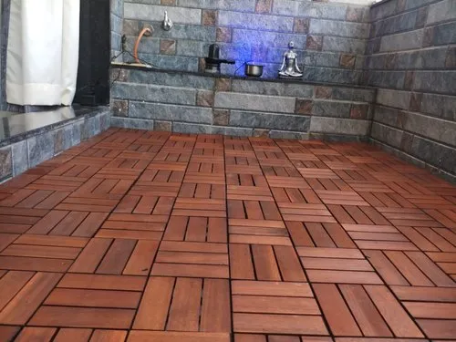 Brown Teak Deck Wood Flooring for Home, Thickness: 20-35 mm