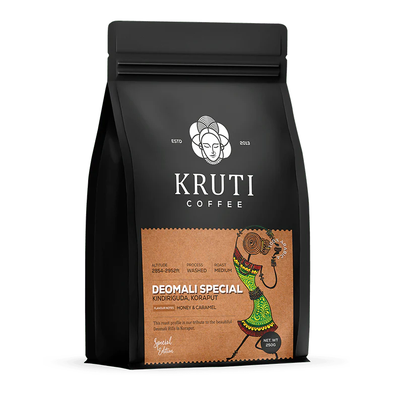 Kruti Coffee - Deomali Special ( 100% Arabica Coffee Beans, Medium Roast, 250 Gm)