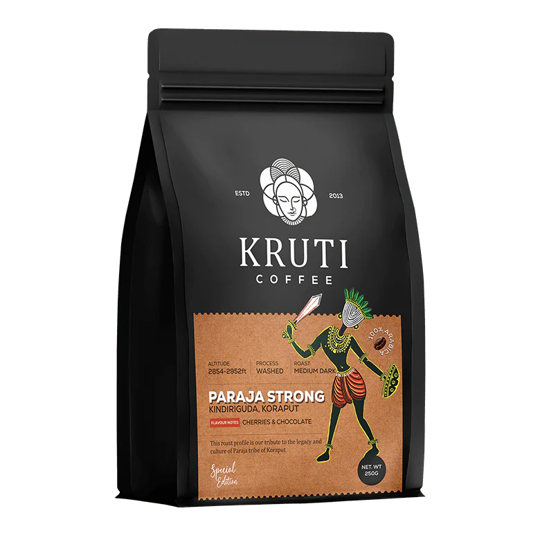Kruti Coffee - Paraja Strong( 100% Arabica Coffee Beans, Medium Dark Roast, 250 Gm)