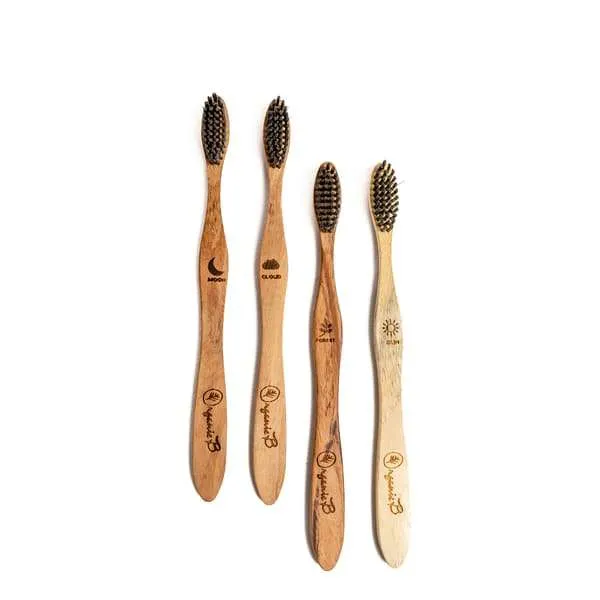 neem toothbrush with charcoal bristles (pack of 4) - black