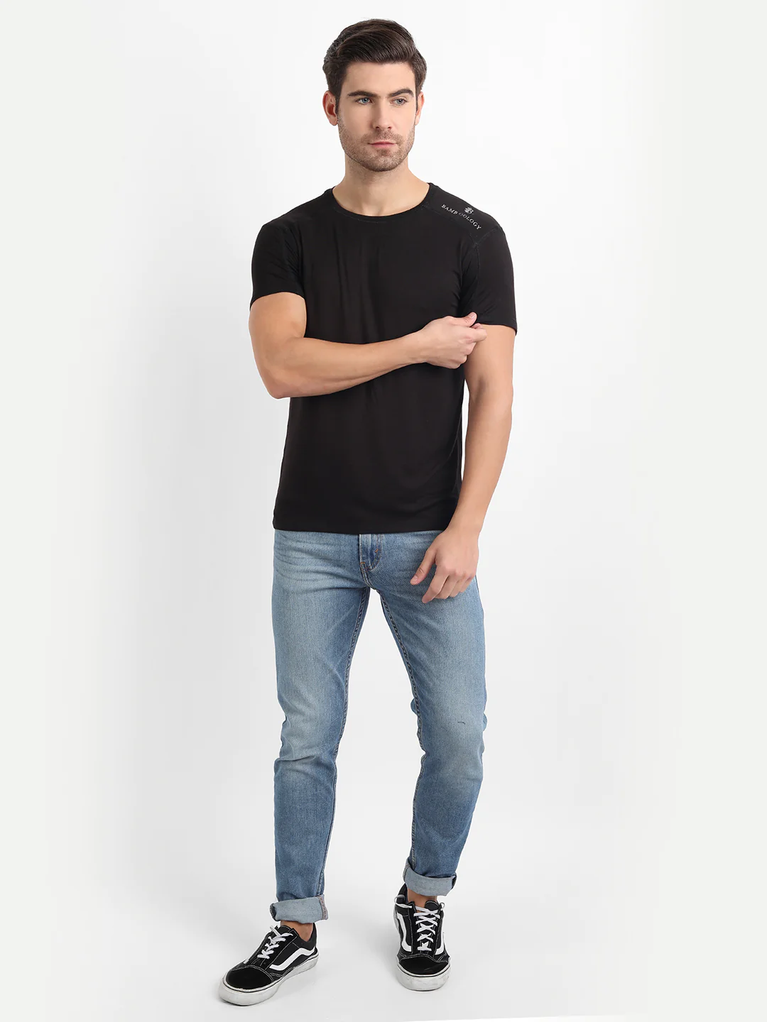Bamboo Fabric Black T-shirt For Men