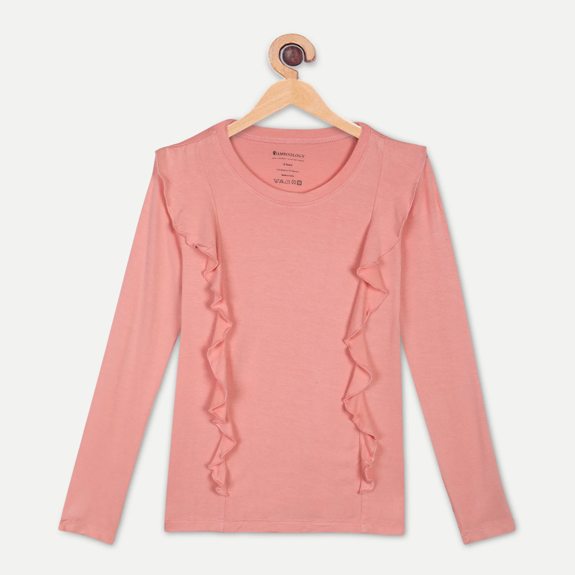 Bamboo Fabric Girl's Front Ruffle Top | Anti-bacterial, Anti-viral Collection
