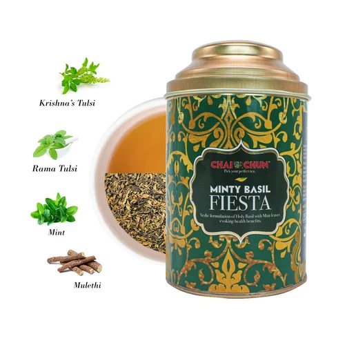 Minty Basil Flavoured Green Tea - Green tea with mint and basil - Premium Green tea for relaxation