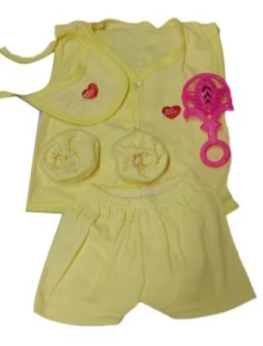 Girl Casual Wear Plain parkar cotton Newborn Baby Dress 6pis set