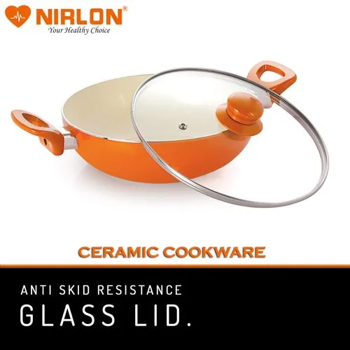 2.25L Ceramic Deep Kadhai With Glass Lid
