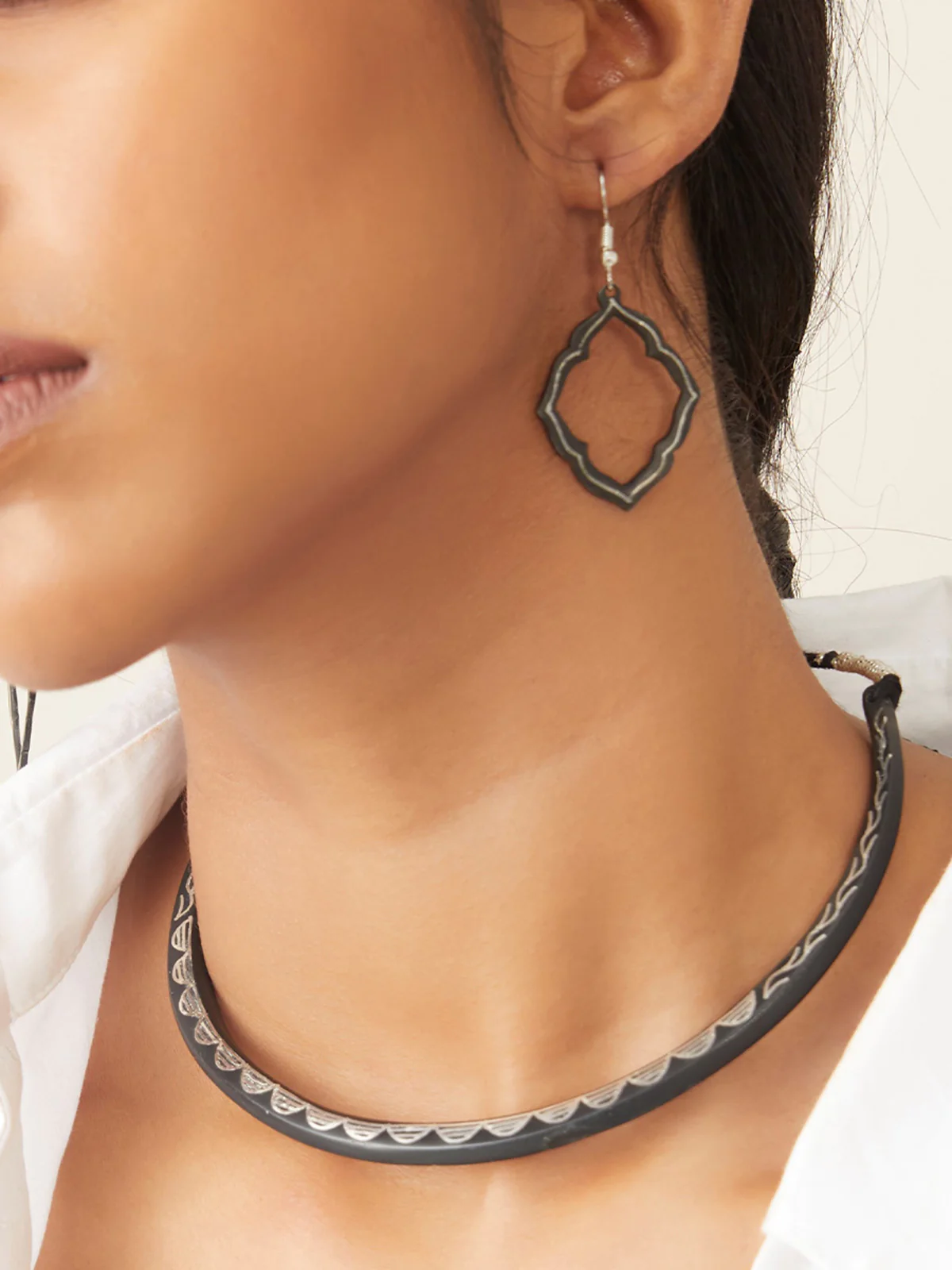 Handmade Bidri Pure Silver Inlay Choker Necklace