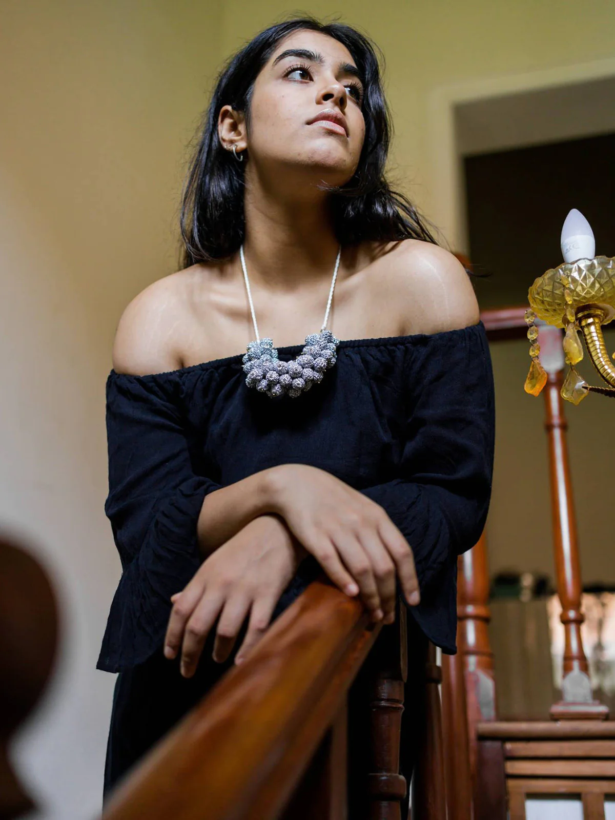 Handmade Crochet Devi Necklace Silver
