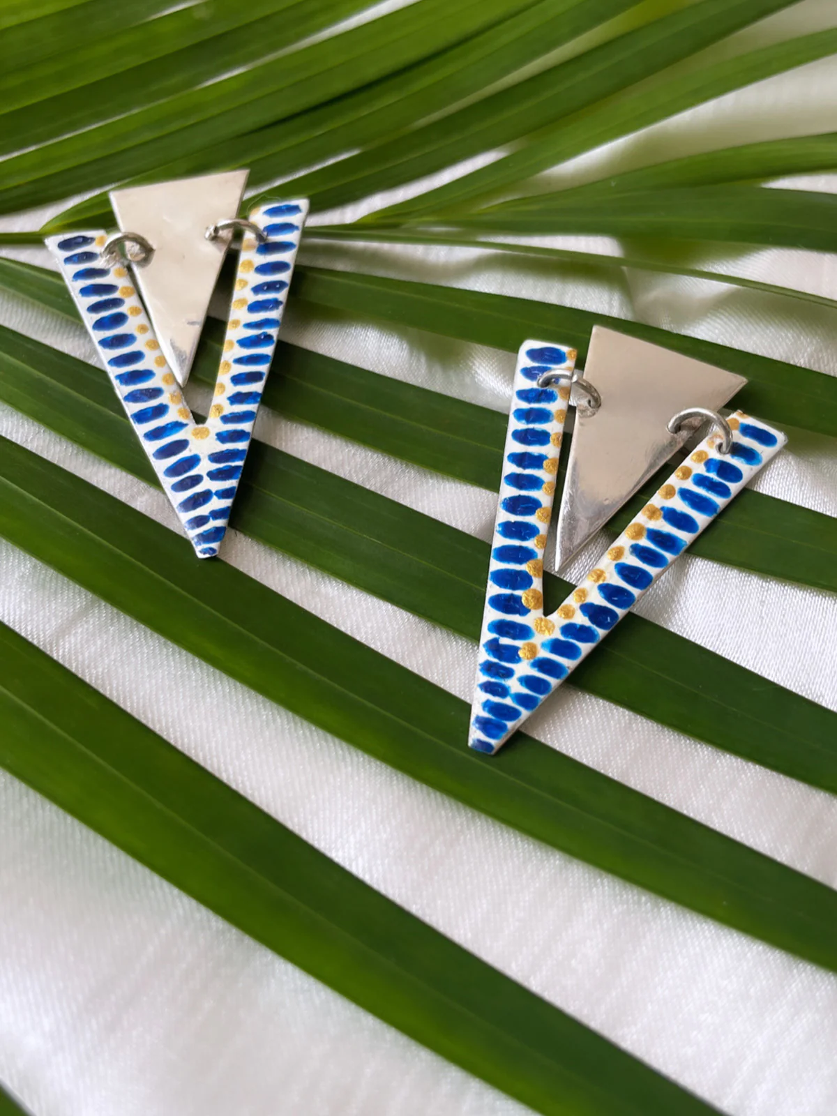 Neel, Inverted Triangle Hand Painted Earrings