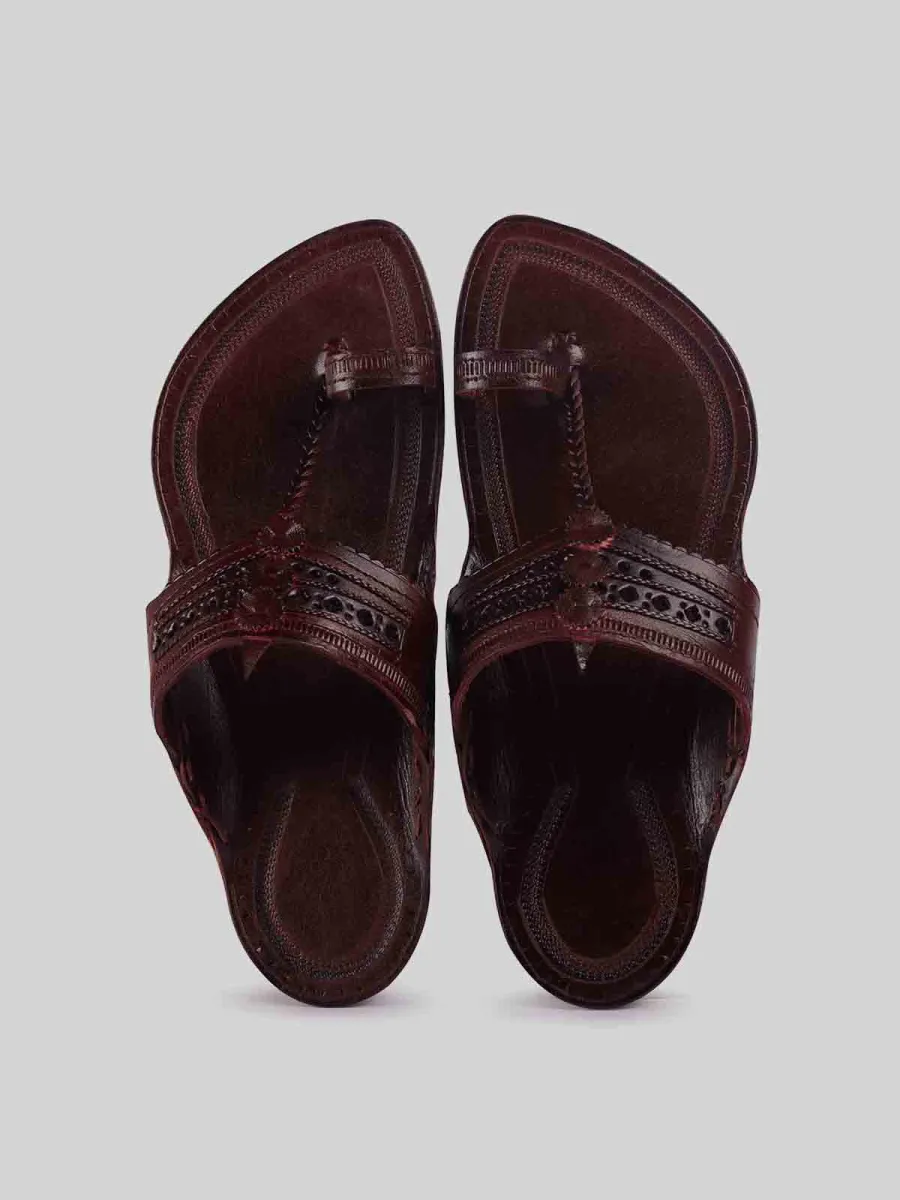 Kolhapuri Men's Braided Chappal Dark Brown