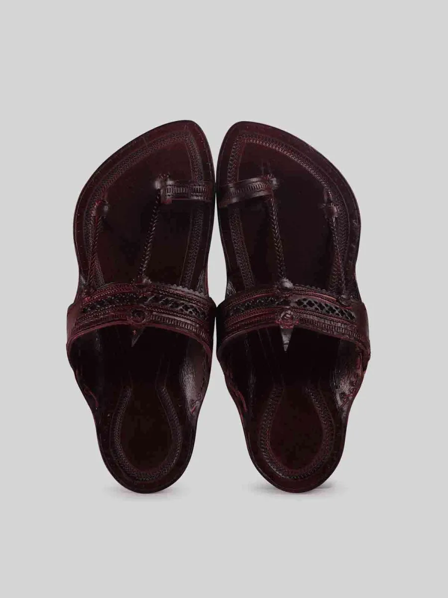 Kolhapuri Men's Embellish Chappal Dark Brown