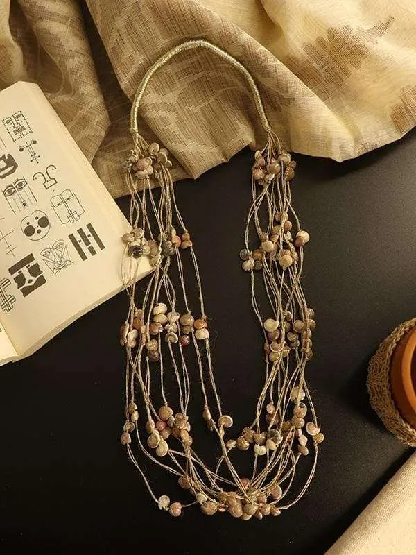 Layered Jute and Sea Shell Necklace