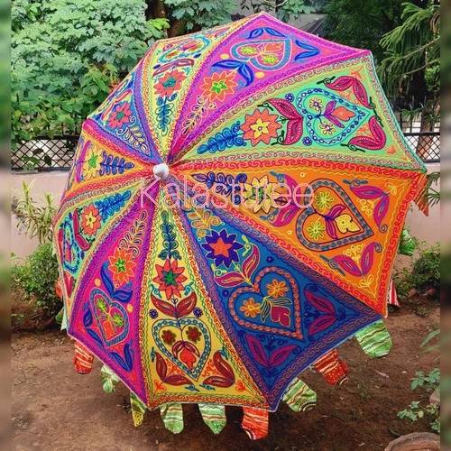 Multicolor Embroidery Garden Umbrella