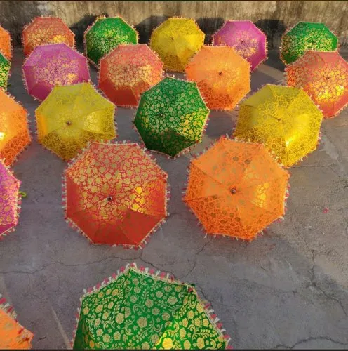 Golden Print Indian Wedding Decoration Umbrella