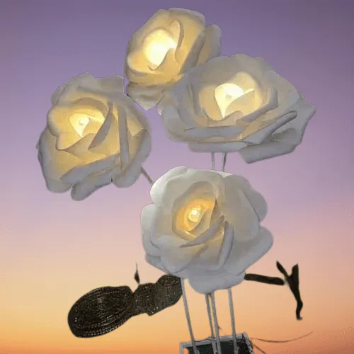 White Aluminum Wedding Decoration Rose Flower Light