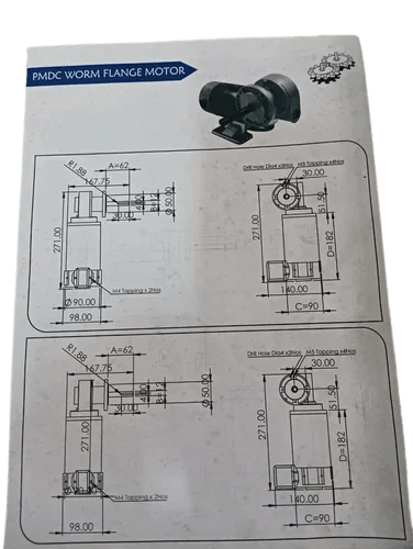PMDC Worm French Motor 180 Volt 24 Volt 12 Volt