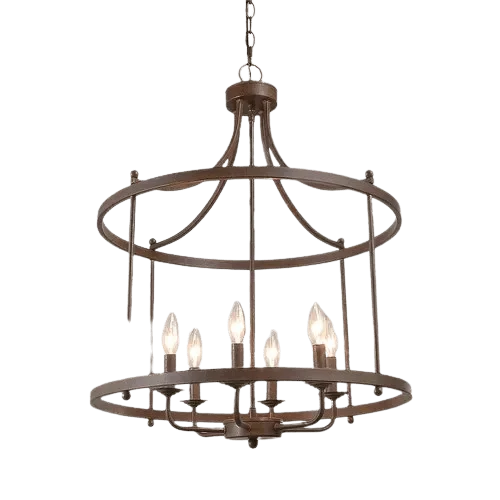 Round hanging antique finish chandelier