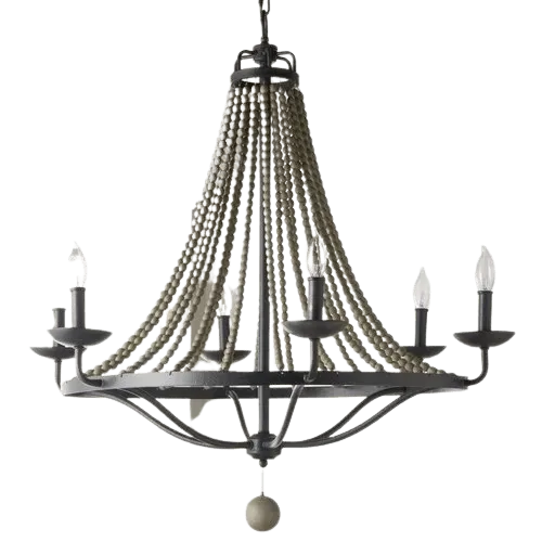 Wood Chandelier 6 Light