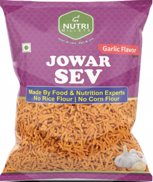 Nutrimillets Namkeen – Jowar Sev – Garlic Flavor (50 grams)