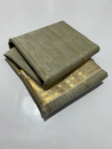 Weaving Handloom chanderi pure katan silk saree with desiner border, 6.3 m (with blouse piece)