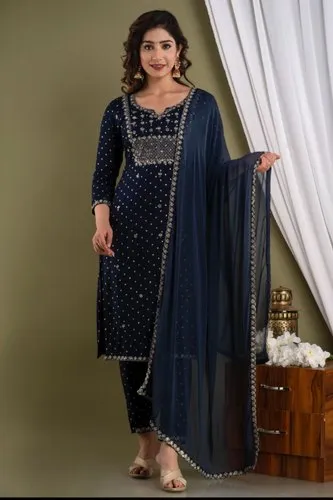 Fateh Rayon Kurti With Pant And Dupatta Set