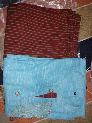 3/4 Sleeve Ladies Long Kurti With Bottom